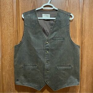 Cody James Men's Distressed Brown Vest Faux Leather Lined Pockets size Large